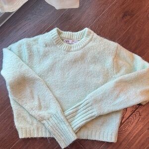 Zara Light Green Crew Neck Sweater